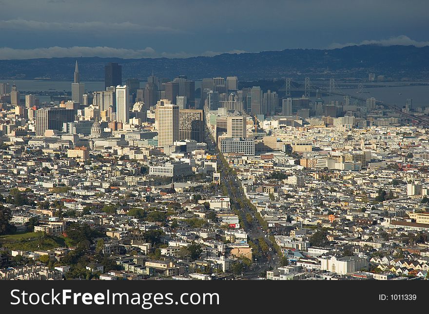 View of San Francisco from the twin Peaks, California, Usa