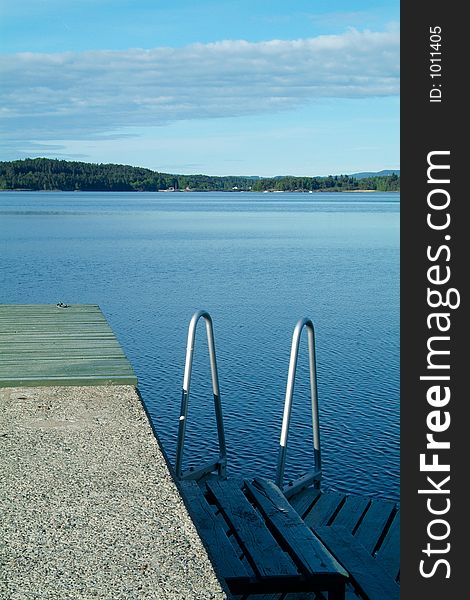 Small pier and swimming-ladder. Small pier and swimming-ladder