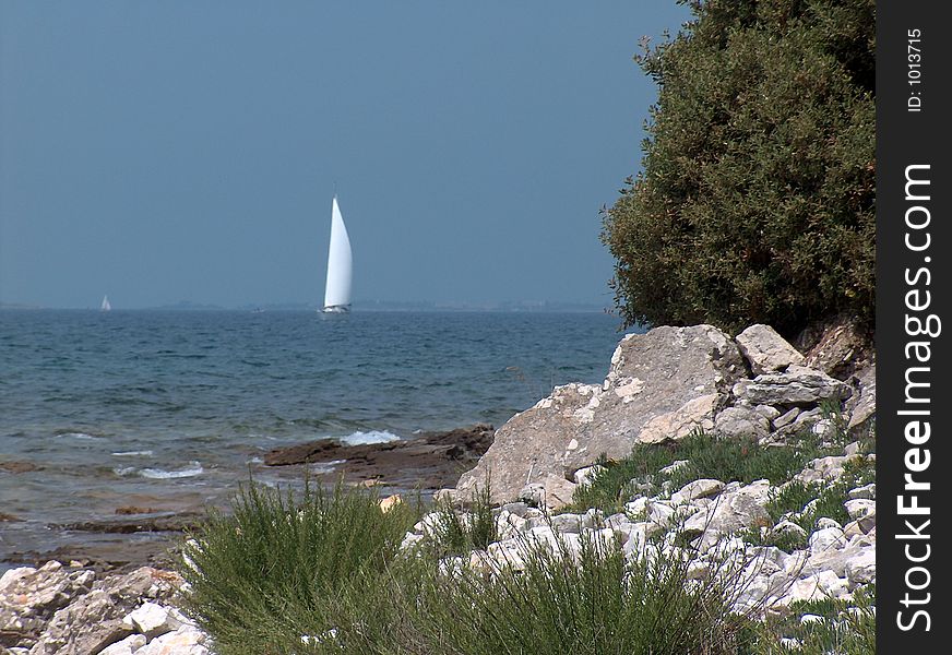 Look on a sailboat from Croatian coast