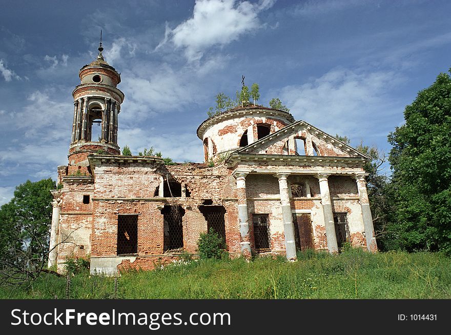 Old destroyed church. Moscow suburb. Old destroyed church. Moscow suburb