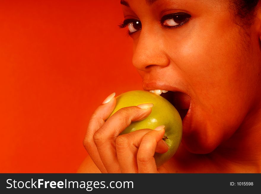 Woman Eating Apple