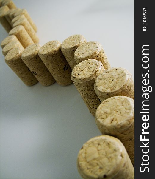 Collection of corks in a line