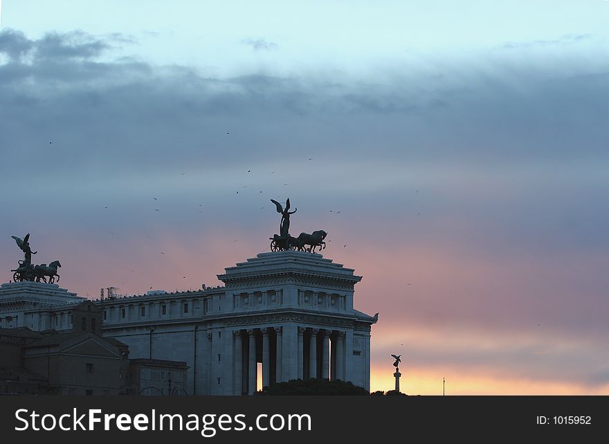 Sunset behind the Piazza. Sunset behind the Piazza