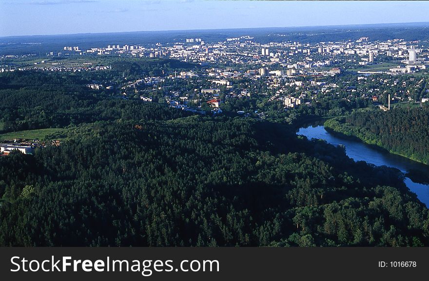 View from the TV tower in Vilnus in Lithuania. View from the TV tower in Vilnus in Lithuania
