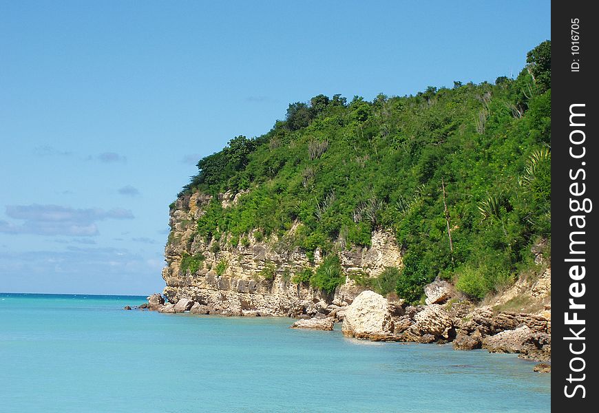 A rock cliff on St Johns, Antigua over looking the Caribbean. A rock cliff on St Johns, Antigua over looking the Caribbean