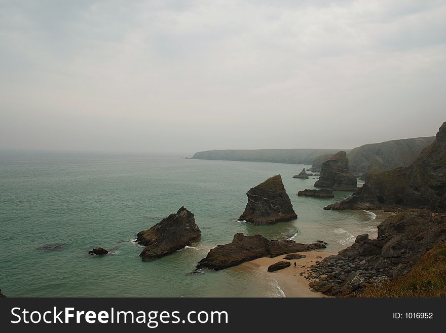 View from a beach in Porth, Cornwall. View from a beach in Porth, Cornwall