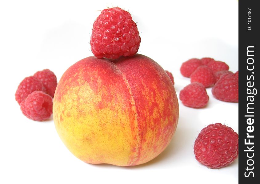 Peach And Raspberries