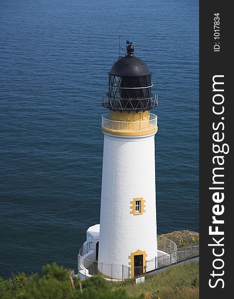 Lighthouse at Maughold Head in the Isle of Man. Lighthouse at Maughold Head in the Isle of Man