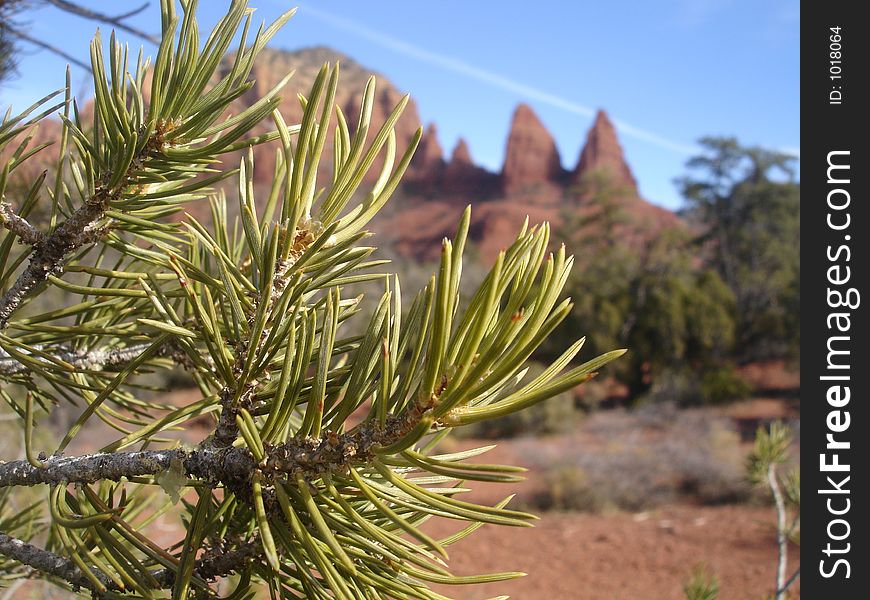 A view of some desert peaks in Sedona.