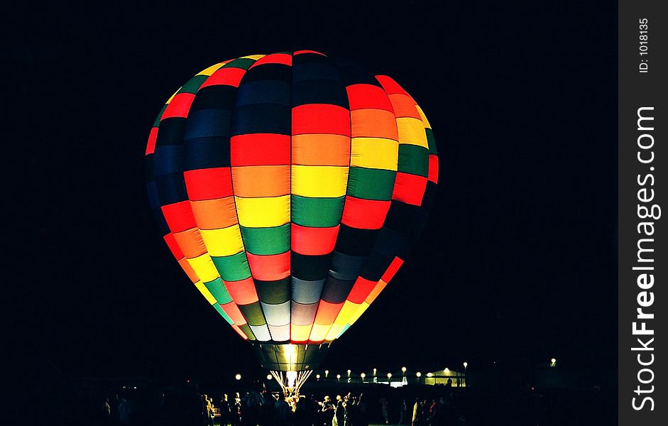 Hot air balloon night glow. Hot air balloon night glow