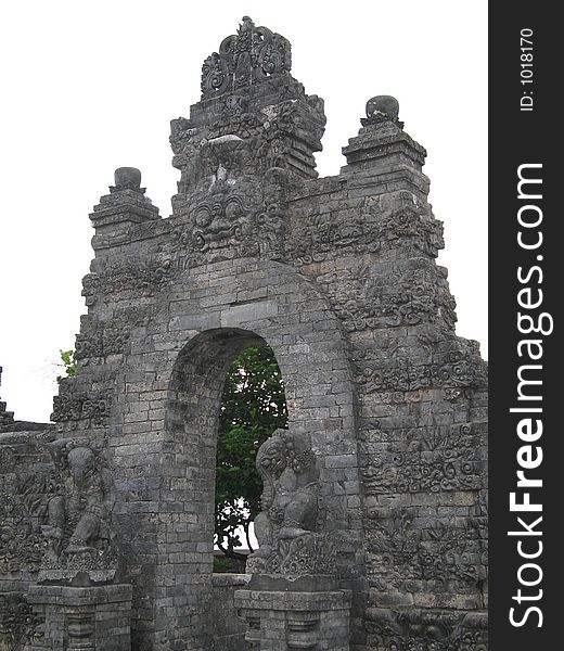 A detailed shot of a archway at a temple in Bali. A detailed shot of a archway at a temple in Bali