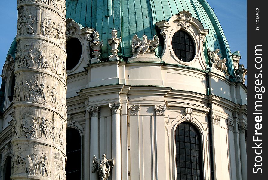 Carls church in Vienna, detail. Carls church in Vienna, detail