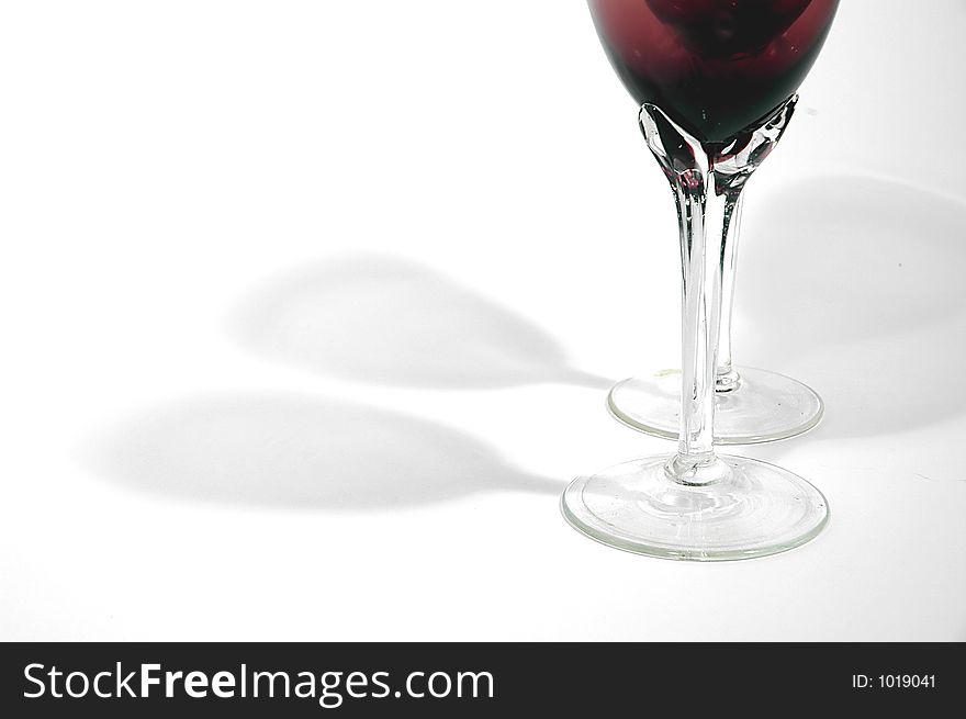 Details of empty red glasses for exclusive drink. Details of empty red glasses for exclusive drink