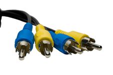 Yellow And Blue Coaxial Cable Royalty Free Stock Photos