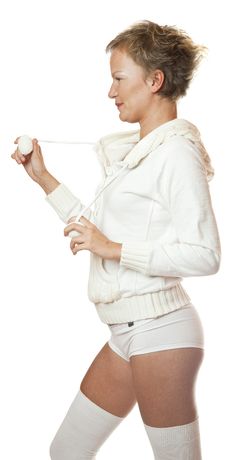Woman In White Sweater Royalty Free Stock Images Woman In White Sweater Royalty Free Stock Images