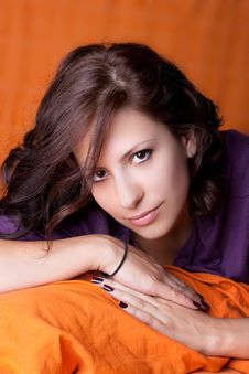 Attractive Young Brunette Model Posing Stock Photo
