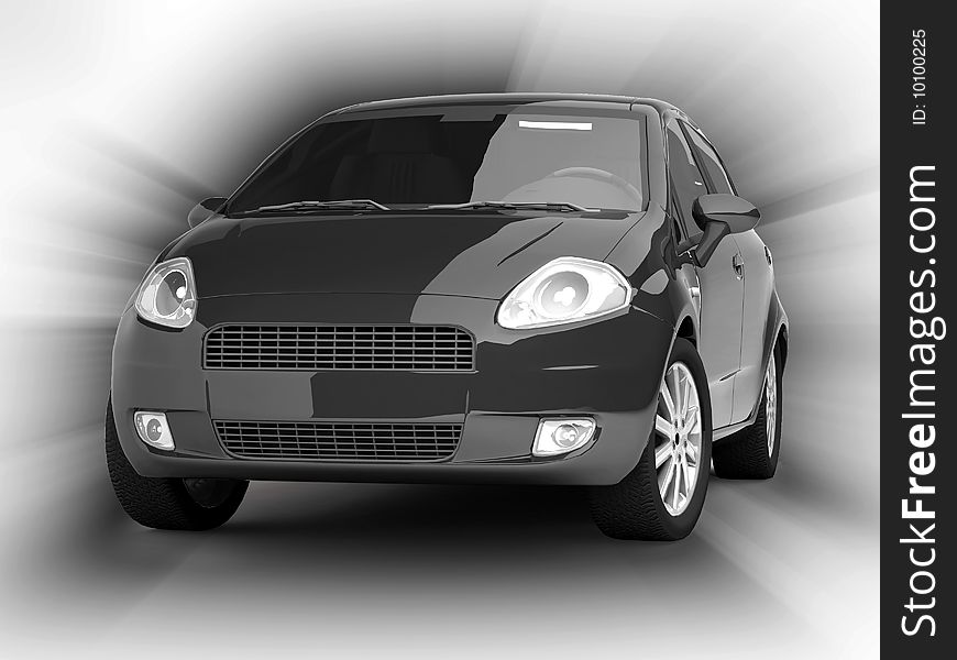 New glossy car front view. Illustration on radiant gray background. For more colors and views of this car please check my portfolio. New glossy car front view. Illustration on radiant gray background. For more colors and views of this car please check my portfolio.