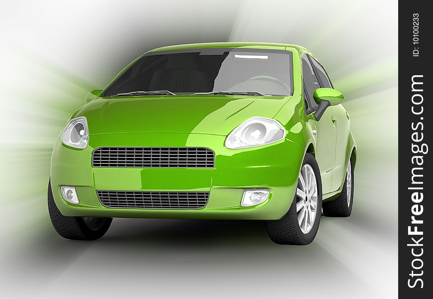 Green Car On Abstract Background