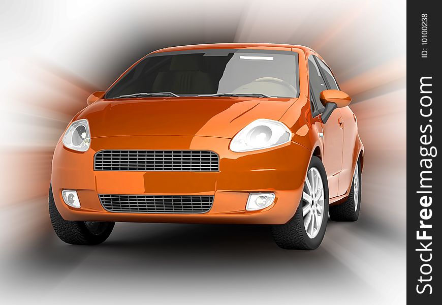 Orange Car On Abstract Background