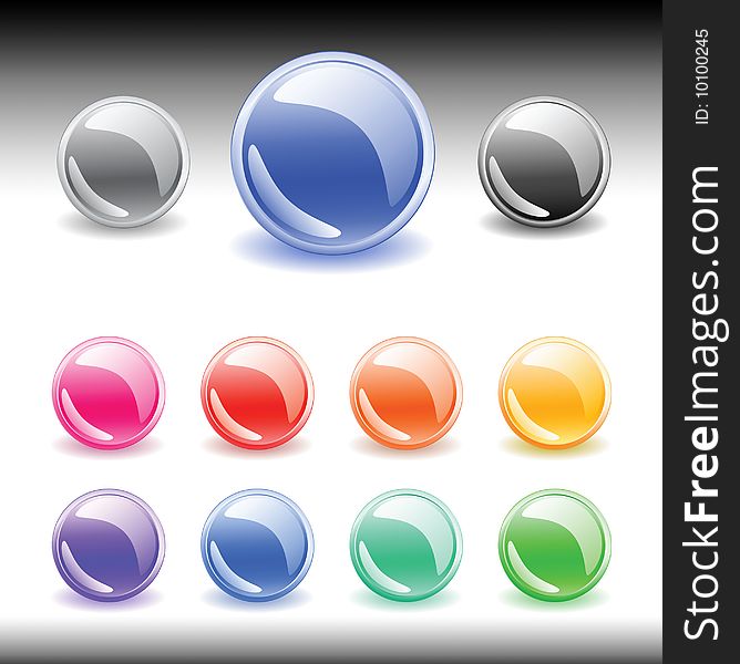 Colorful Web Buttons Set. Vector