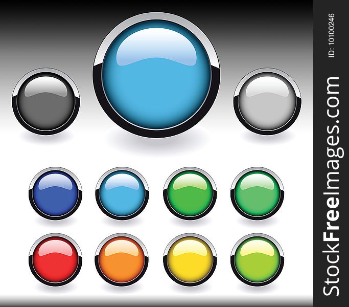 Bright shiny buttons with silver frame. Bright shiny buttons with silver frame
