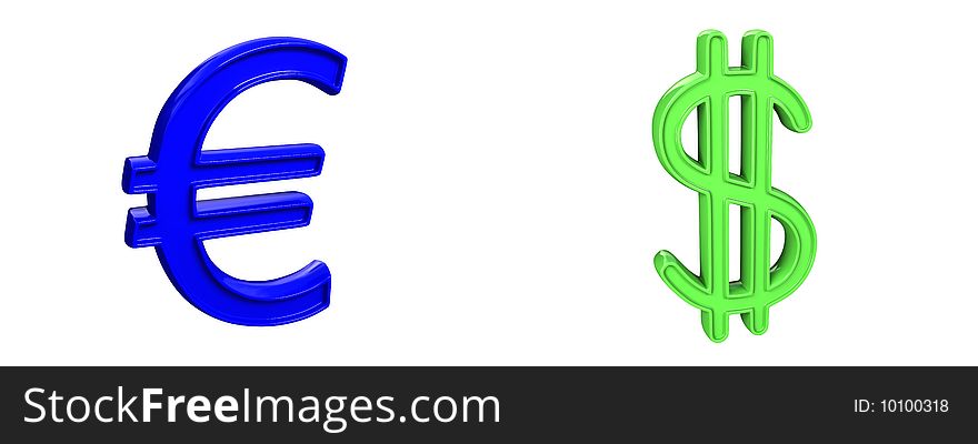 Euro and dollar symbol