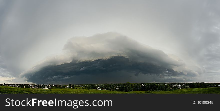 Panoramic image of big thunderstorm. Panoramic image of big thunderstorm.