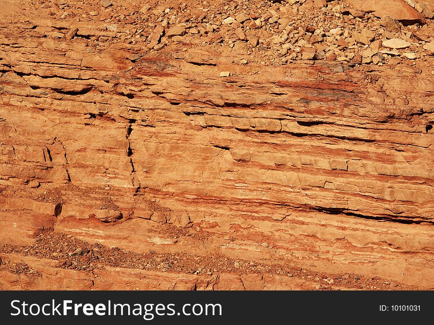 Close-up of a red sandstone