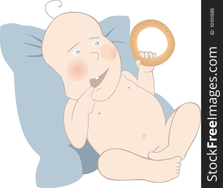 Vector illustration of baby with roll