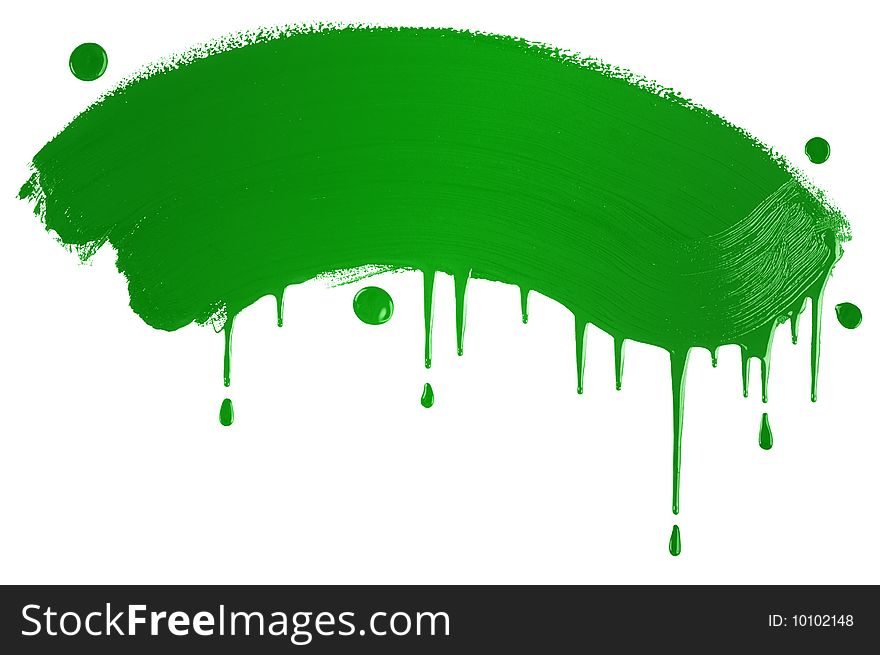 Green painted shape isolated on white. Green painted shape isolated on white