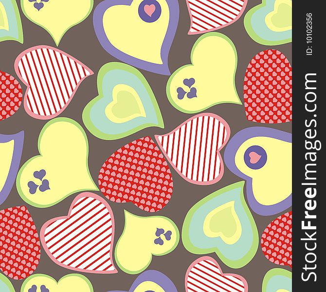 Seamless pattern with hearts symbols