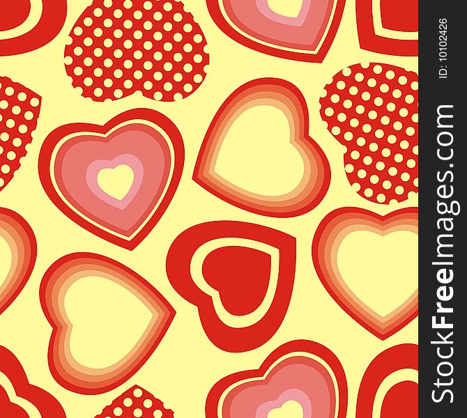 Seamless pattern with hearts symbols