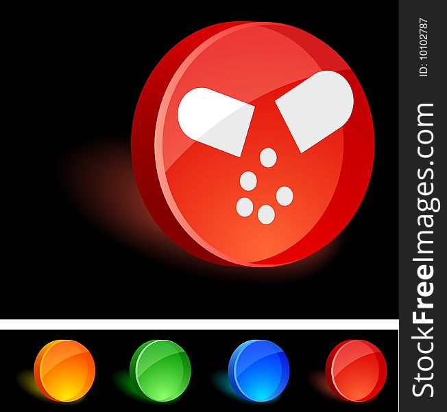 Pill 3d icon. Vector illustration. Pill 3d icon. Vector illustration.