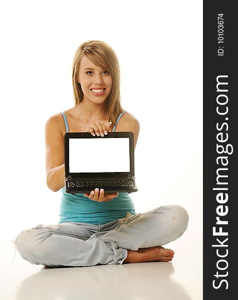 Beautiful young female with laptop