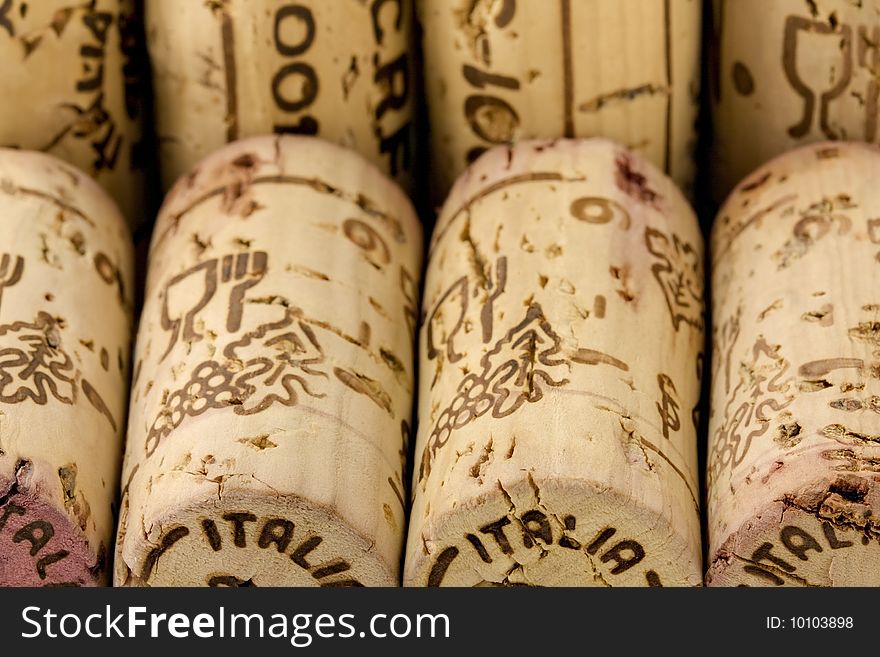 View in close up of some corks.