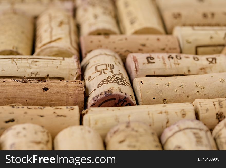 View in close up of some corks.