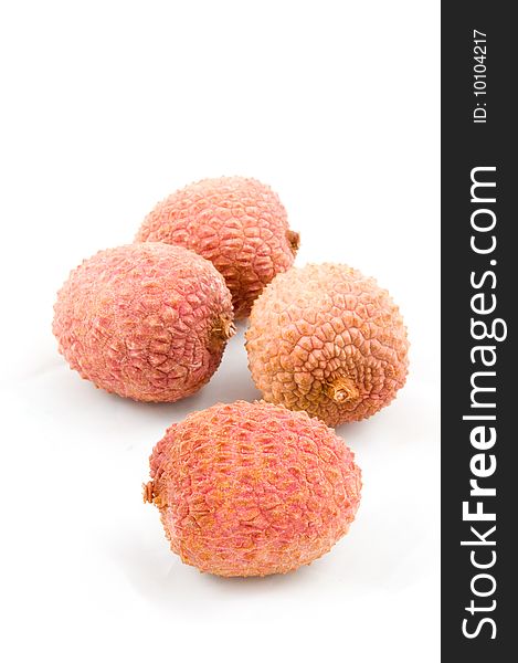 Four Litchi isolated on a white background