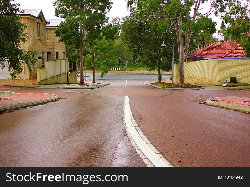 Downhill road at suburb city in perth