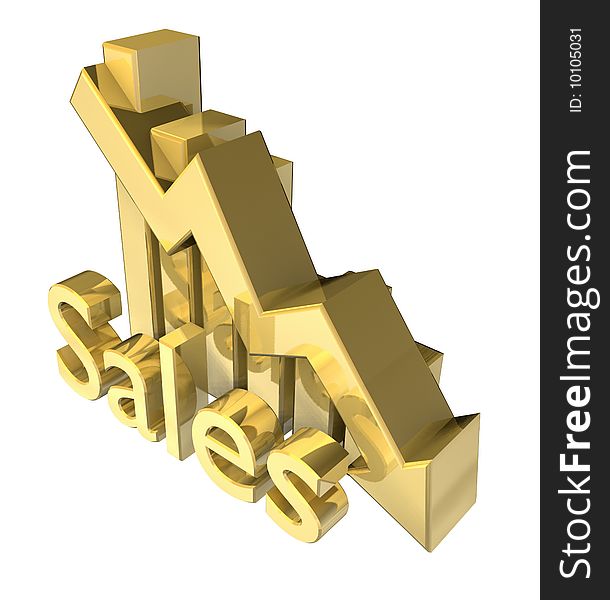 Sales Statistics graphic in gold - 3d made