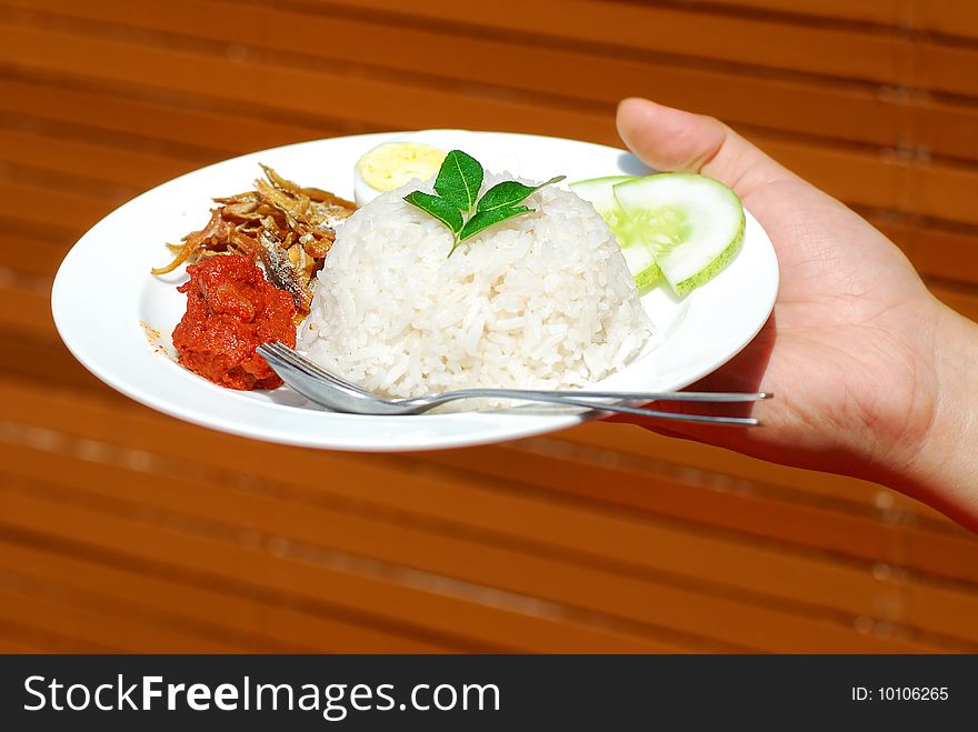 Serving Asian Traditional Cuisine Coconut Milk Rice. Serving Asian Traditional Cuisine Coconut Milk Rice