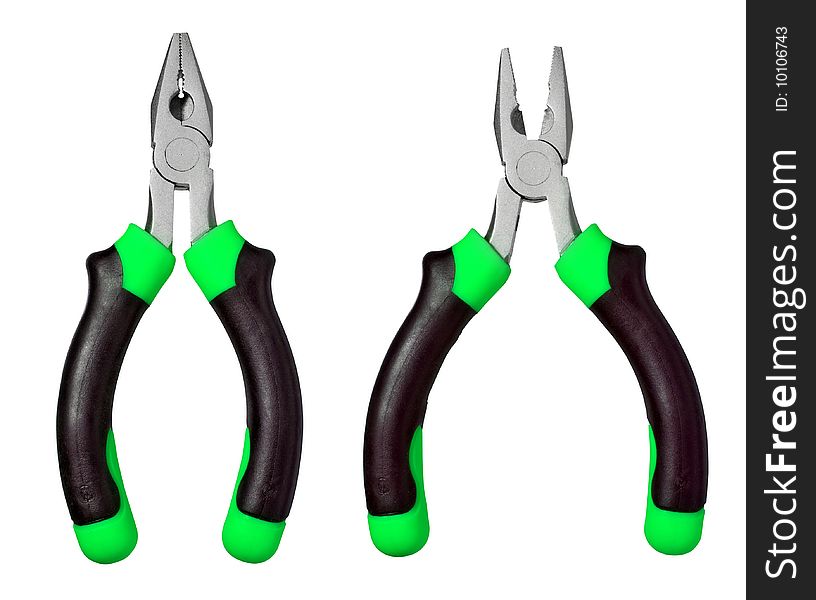 Pliers on white background (isolated with path). Pliers on white background (isolated with path).