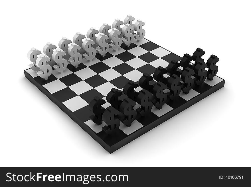 3d render of dollar chess