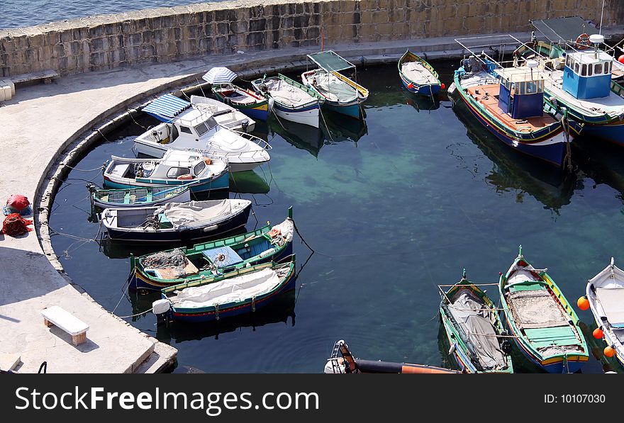 A small old fishing marina in the heart of gozo,malta. A small old fishing marina in the heart of gozo,malta