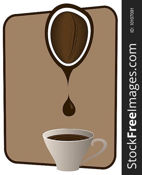 Vector brown Coffee cup with coffee bean juice. Vector brown Coffee cup with coffee bean juice