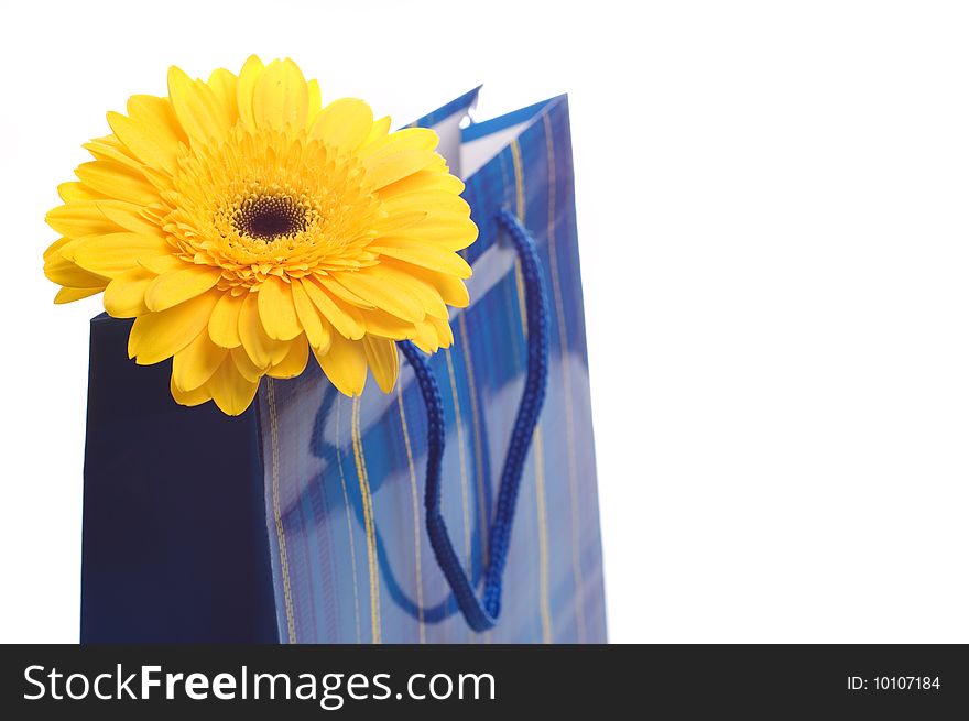 Paper bag for gifts with flower