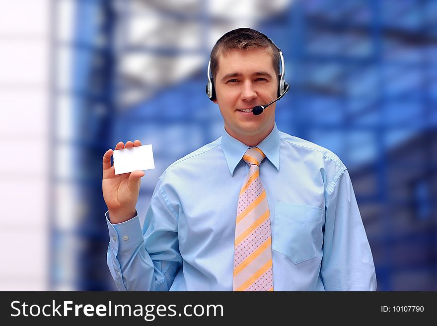 Businessmen with card on business architecture backgrounds. Businessmen with card on business architecture backgrounds