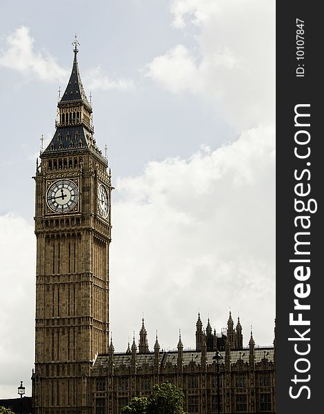 London Big Ben over white cloudscape. London Big Ben over white cloudscape.