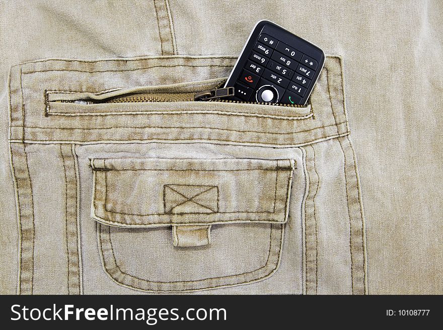 Cellphone Stuffed In Khaki Jeans