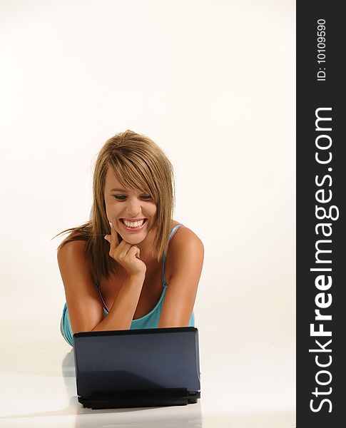 Beautiful Young Female With Laptop