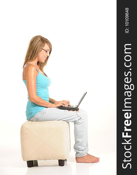 Beautiful young female with laptop